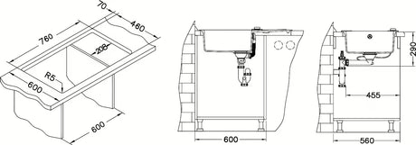 Alveus Rock 130 granitni sudoper  s ocjeđivačem na radnu ploču u antracit boji