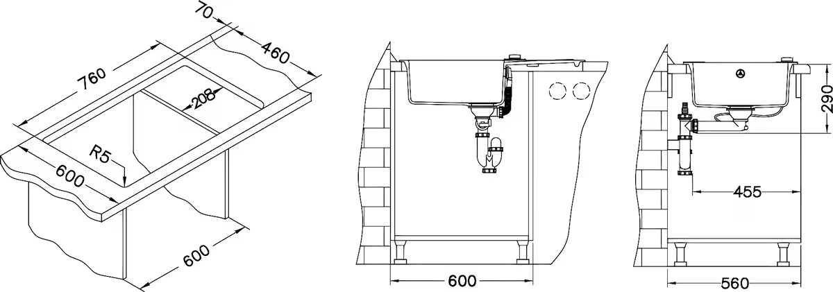 Bež granitni sudoper  Alveus Rock 130 s ocjeđivačem, montaža na radnu ploču