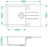 Bijeli granitni sudoper  Alveus Rock 130 s ocjeđivačem, montaža na radnu ploču.