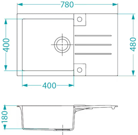 Bijeli granitni sudoper  Alveus Rock 130 s ocjeđivačem, montaža na radnu ploču.