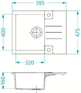 Crni granitni sudoper  Alveus Rock 30 s ocjeđivačem, montaža na radnu ploču