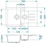 Bežični granitni sudoper  Alveus Rock 70 s ocjeđivačem i manjom kadicom pro montaža na radnu ploču.