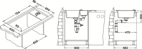 Bežični granitni sudoper  Alveus Rock 70 s ocjeđivačem i manjom kadicom pro montaža na radnu ploču.