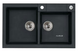 Alveus Rock 90 granitni kuhinjski dvostruki sudoper bez ocjeđivača u antracit boji, montaža na radnu ploču.