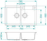 Alveus Rock 90 granitni kuhinjski dvostruki sudoper bez ocjeđivača u antracit boji, montaža na radnu ploču.