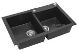Alveus Rock 90 granitni kuhinjski dvostruki sudoper bez ocjeđivača u antracit boji, montaža na radnu ploču.