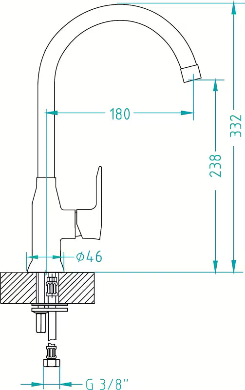 Zlatna jednoručna baterija stojeća miješalica za sudoper Alveus Slim Monarch s okretnim izljevom