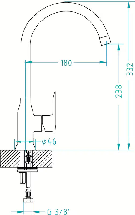 Zlatna jednoručna baterija stojeća miješalica za sudoper Alveus Slim Monarch s okretnim izljevom