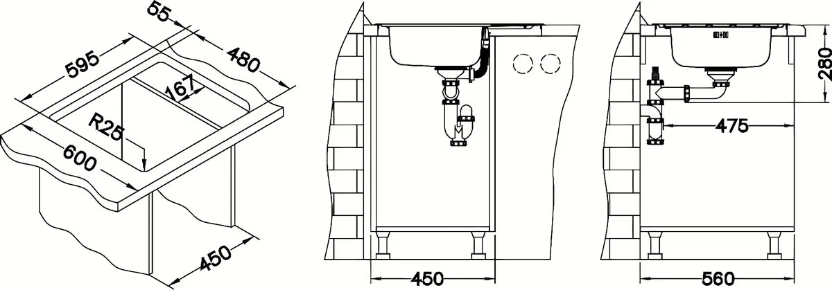 Nehrđajući ugradbeni sudoper  Alveus Zoom 10 s ocjeđivačem i sitastim odvodom s preljevom.