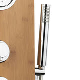 Tuš hidromasažni panel Anima Bamboo Shower od bambusa s nadglavnim i ručnim tušem te masažnim mlaznicama.