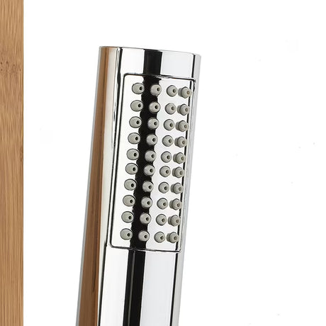 Tuš hidromasažni panel Anima Bamboo Shower od bambusa s nadglavnim i ručnim tušem te masažnim mlaznicama.