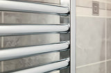 Kombinirani kupaonski radijator Anima Marcus 450x1118 mm u krom izvedbi sa zaobljenim profilom.