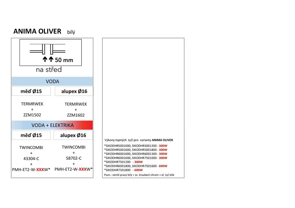 Bijeli kombinirani kupaonski radijator Anima Oliver 45x122 cm prikladan pro za grijanje i sušenje ručnika.