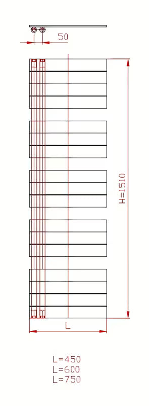 Bijeli kombinirani kupaonski radijator Anima Oliver 151x60 cm prikladan i pro za sušenje ručnika.