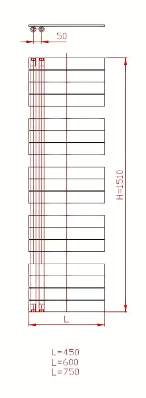 Bijeli kombinirani kupaonski radijator Anima Oliver 45x151 cm pro za grijanje i sušenje ručnika.
