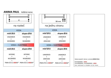 Kombinirani kupaonski radijator Anima Paul 60x75 cm u izvedbi polirani nehrđajući čelik chrome.