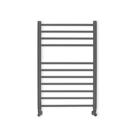 Anima Paul kombinirani kupaonski radijator 60x120 cm u boji PVD gun metal s tankim vodoravnim cijevima.