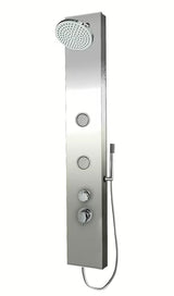 Tuš panel Anima Primeshower s jednoručnom miješalicom, gornjim kišnim tušem, ručnim tušem i masažnim mlaznicama.