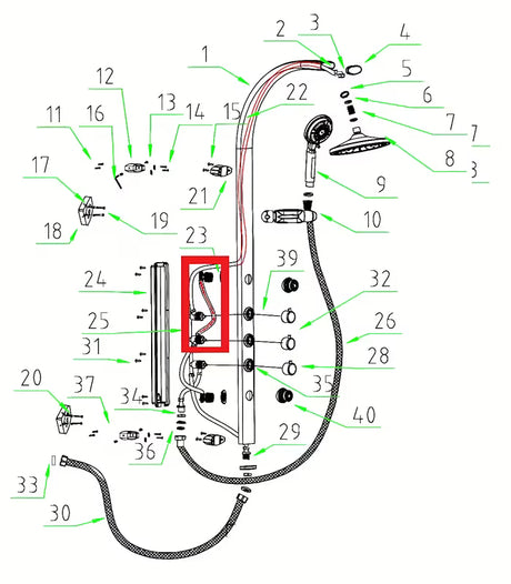 Spojno crijevo Anima Easyshower kao zamjenski dio pro tuš panel.