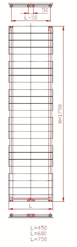Anima Viktor kombinirani radijator 179x45 cm u antracit boji pro grijanje i sušenje ručnika.