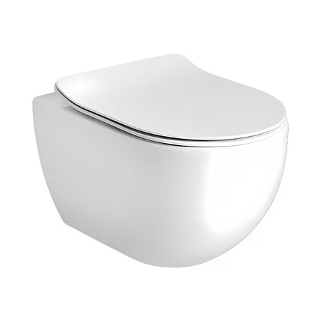Bijeli viseća WC školjka Axa Glomp s Rimless ispiranjem bez ruba i zaobljenim dizajnom