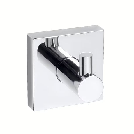 Kromirani kukica Bemeta Beta za kupaonicu s mogućnošću montaže lijepljenjem ili bušenjem.