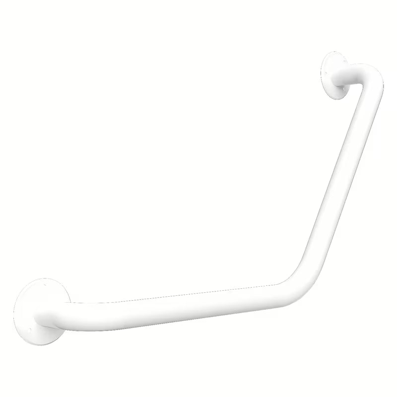 Bijeli kutni zidni ručka Bemeta Help program zaobljenog dizajna za bez barijera kupaonicu.