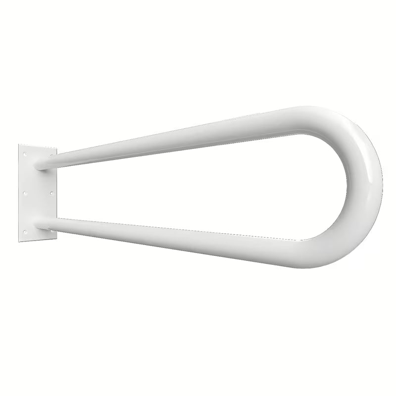 Bijeli zidni ručka Bemeta Help program zaobljenog dizajna za bez barijera kupaonicu.