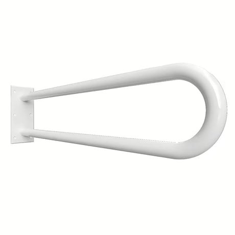 Bijeli zidni ručka Bemeta Help program zaobljenog dizajna za bez barijera kupaonicu.