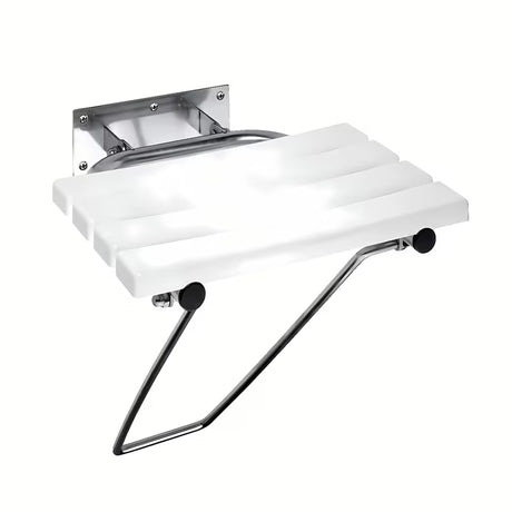 Zidno sklopive sjedalo za tuš Bemeta Help program od nehrđajućeg čelika s potpornom nogom i sjajnom površinom.