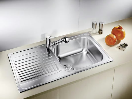 Inox sudoper  Blanco s ocjedom u prirodnom sjaju pro, ugradnja odozgo