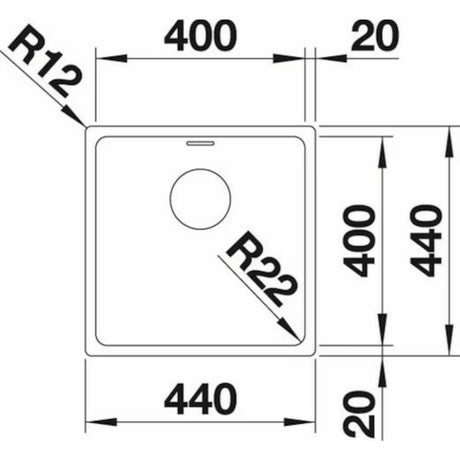 Kuhinjski inox jednostruki sudoper Blanco Andano 44x44 cm u obradi svilenog sjaja