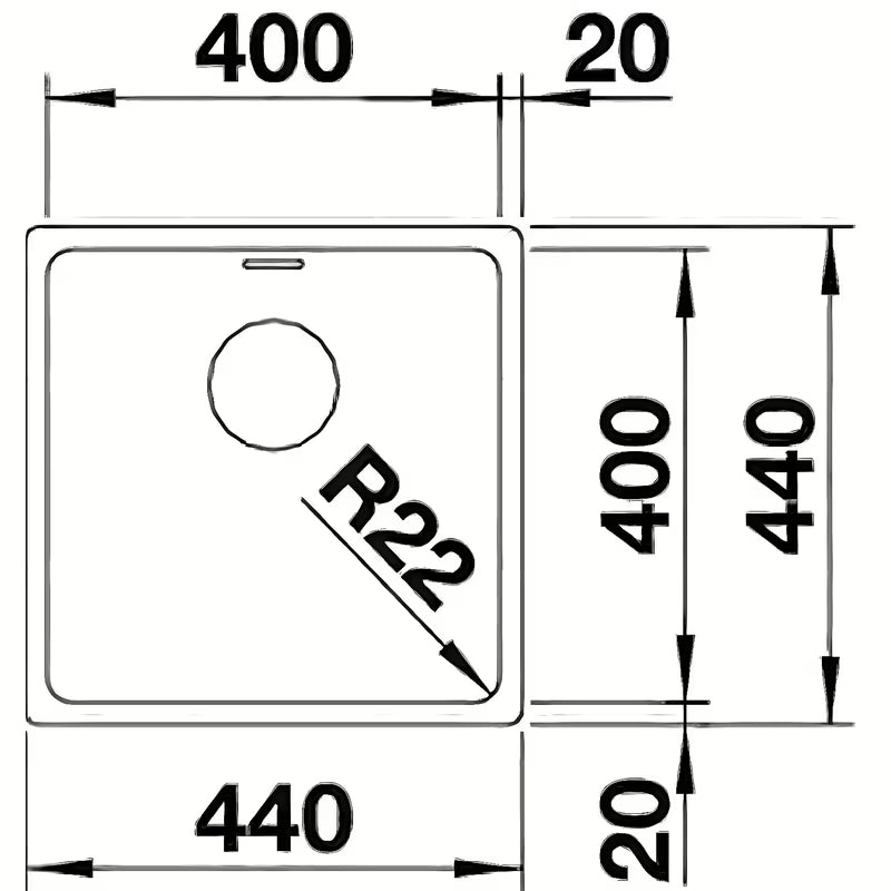 Kuhinjski inox jednostruki sudoper Blanco Andano pro donja montaža ispod ploče u izvedbi svilenog sjaja