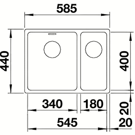 Inox sudoper  Blanco Andano ispod radne ploče u izvedbi svilenog sjaja s tuš kadom