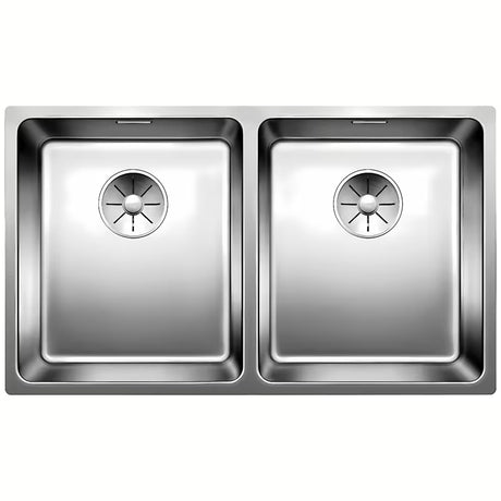 Inox kuhinjski dvostruki sudoper Blanco Andano u svilenkastom sjaju, pro montaža ispod radne ploče.