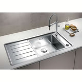 Blanco Andano inox sudoper  s ocjednom plohom, svilenkasti sjaj, orijentacija korita desno.