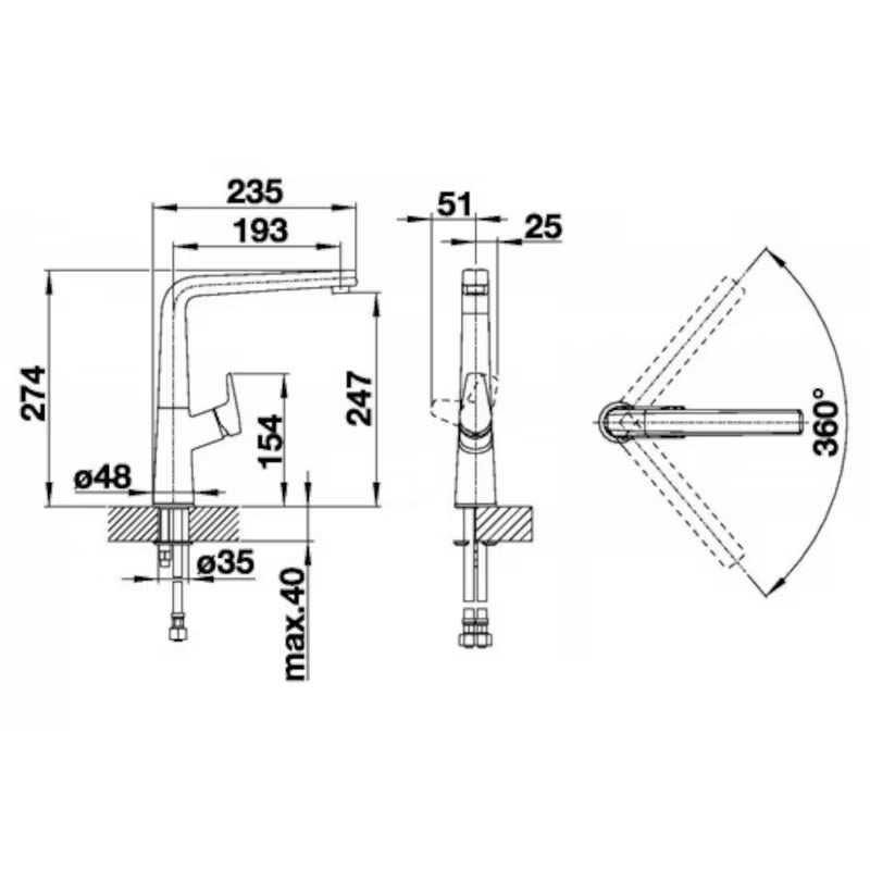 Blanco Avona jednoručna baterija stojeća miješalica za sudoper u krom izvedbi s okretnim izljevom