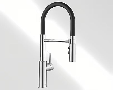 Miješalica za Sudoper Blanco Catris-S Flexo u izvedbi supersteel s izvlačnim tušem i mat površinom.