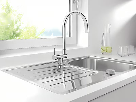 Blanco Coressa-F jednoručna baterija miješalica za sudoper za ugradnju ispred prozora u krom izvedbi s ručicom lijevo