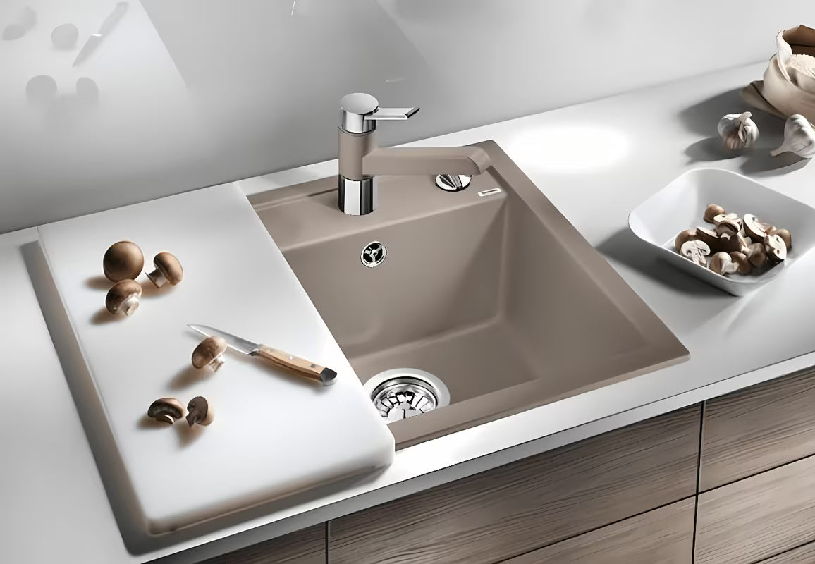 Bijeli granitni kuhinjski jednostruki sudoper Blanco Dalago 5 pro, ugradnja odozgo na radnu ploču