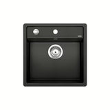 Granitni kuhinjski jednostruki sudoper Blanco Dalago 5 u crnoj izvedbi pro za gornju montažu na radnu ploču.