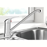 Blanco Daras-F jednoručna baterija stojeća miješalica za sudoper u krom izvedbi s okretnim izljevom, prikladna za ugradnju ispred prozora