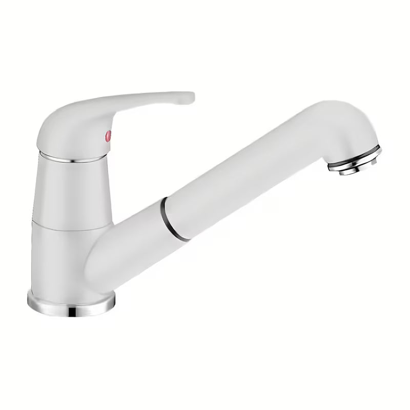 Bijela jednoručna baterija miješalica za sudoper Blanco Daras - S izvlačivim tušem i mat površinom Silgranit-look