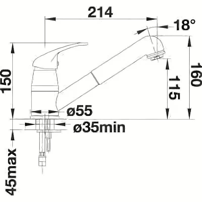 Bijela jednoručna baterija miješalica za sudoper Blanco Daras - S izvlačivim tušem i mat površinom Silgranit-look