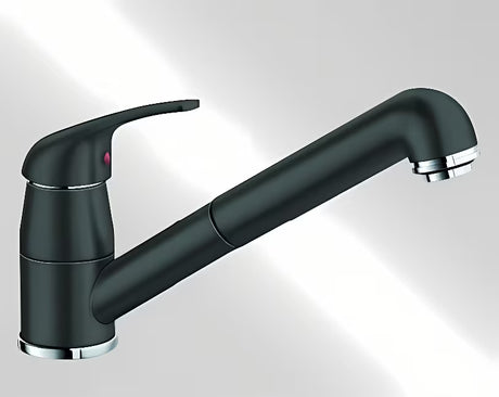 Crna mat miješalica za sudoper Blanco Daras - S izvlačivim tušem sa Silgranit-look površinom.