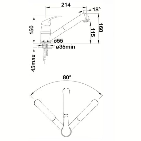 Kromirana jednoručna baterija stojeća miješalica za sudoper Blanco Daras - S izvlačnim tušem