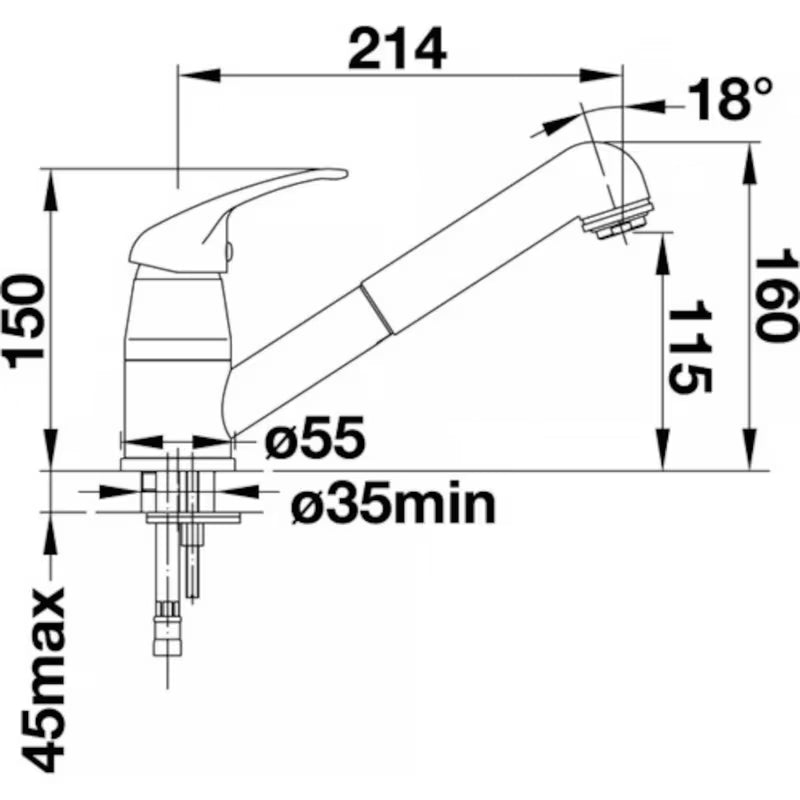 Blanco Daras-S-F jednoručna baterija miješalica za sudoper s izvlačnim tušem u krom izvedbi, prikladna pro za ugradnju ispred prozora.