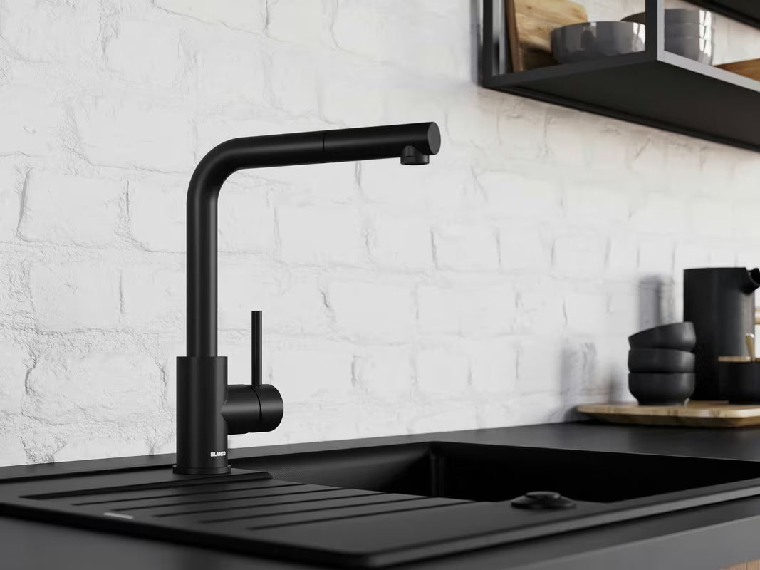 Blanco Mila miješalica za sudoper u mat crnoj boji s okretnim izljevom