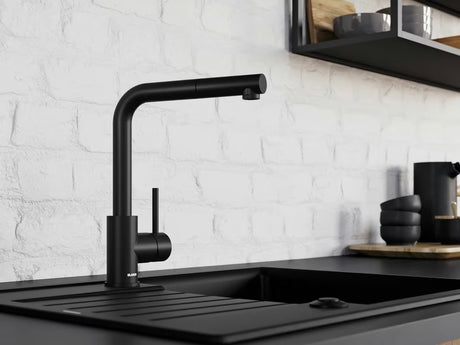 Blanco Mila miješalica za sudoper u mat crnoj boji s okretnim izljevom