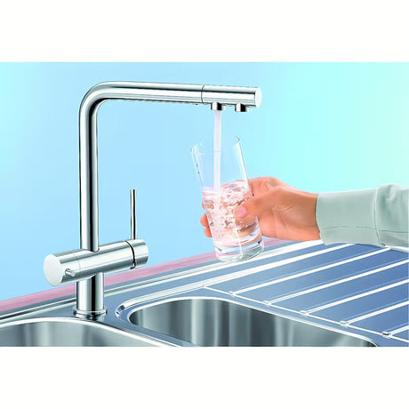 Kromirana miješalica za sudoper Blanco Fontas II s dva izvora vode i okretanjem od 360°